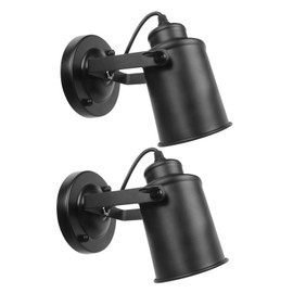 kylynly Industrial Ceiling Spotlight, 2 Packs Matt Black Vintage Wall Mount Lights, Rotate Head, Hardwired No Plug E26 Base, Decor for Indoor Living Bedroom or Loft Cafe bar Lighting(No Bulb)