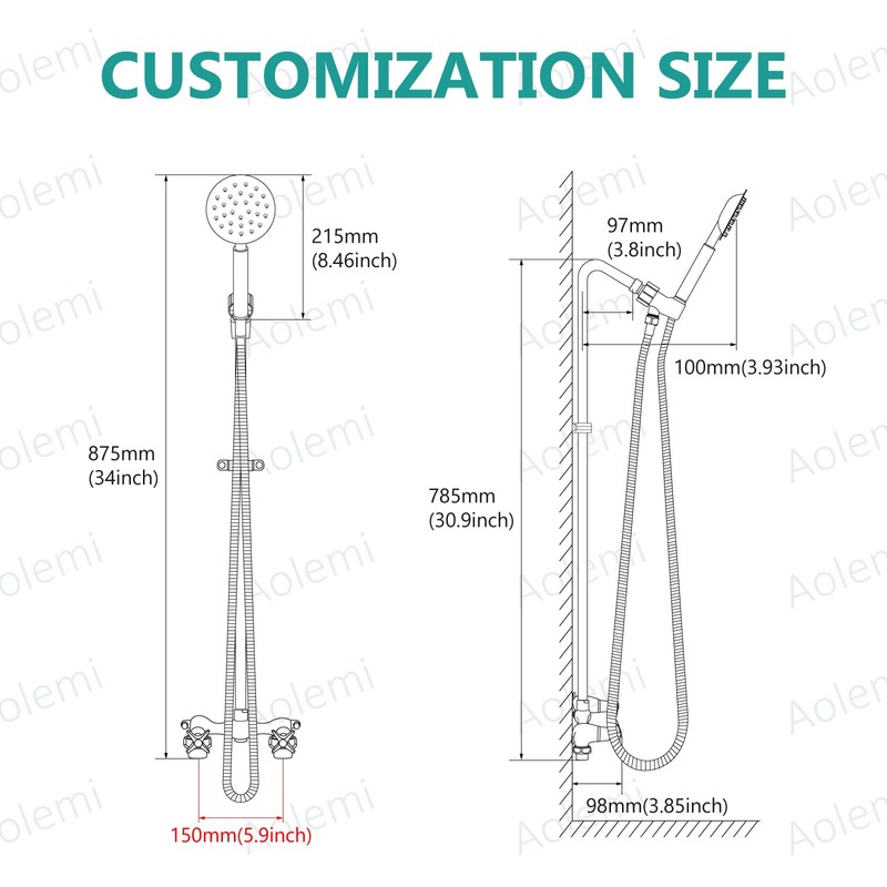 Aolemi Outdoor Shower Fixtures with Handheld,Hot and Cold,Brushed Nickel |