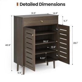 Shoe Cabinet with 4 Adjustable Shelves and 1 Drawers Shoe Organizer for Entryway