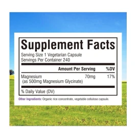 Innate Vitality Magnesium Glycinate 500 mg, Chelated for Maximum Absorption, 240 Veggie caps