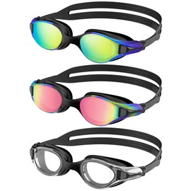 NSSIW Swim Goggles Swimming Adult: Anti Fog with UV400 Protection and No Leak for Men and Women 3 Pack