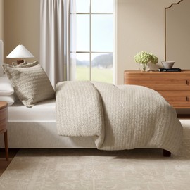 Great Bay Home 100% Natural Cotton Duvet Cover Set, King/California King Size - Waffle Weave Taupe Duvet Cover with Button Closure & 2 Pillow Shams - Boho Bedroom Decor