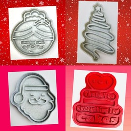 Set of 3 Christmas Themed Cookie Cutters Santa Mrs Claus Tree
