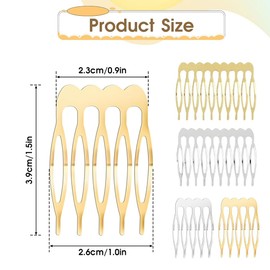 WUSJCOF 12 Stück Metall-Seitenkämme mit 10/5 Zähnen,Schleierkämme,Haar-Seitenkämme für Damen,Haar-Accessoires,Chignon-Clip (Silber und Gold)