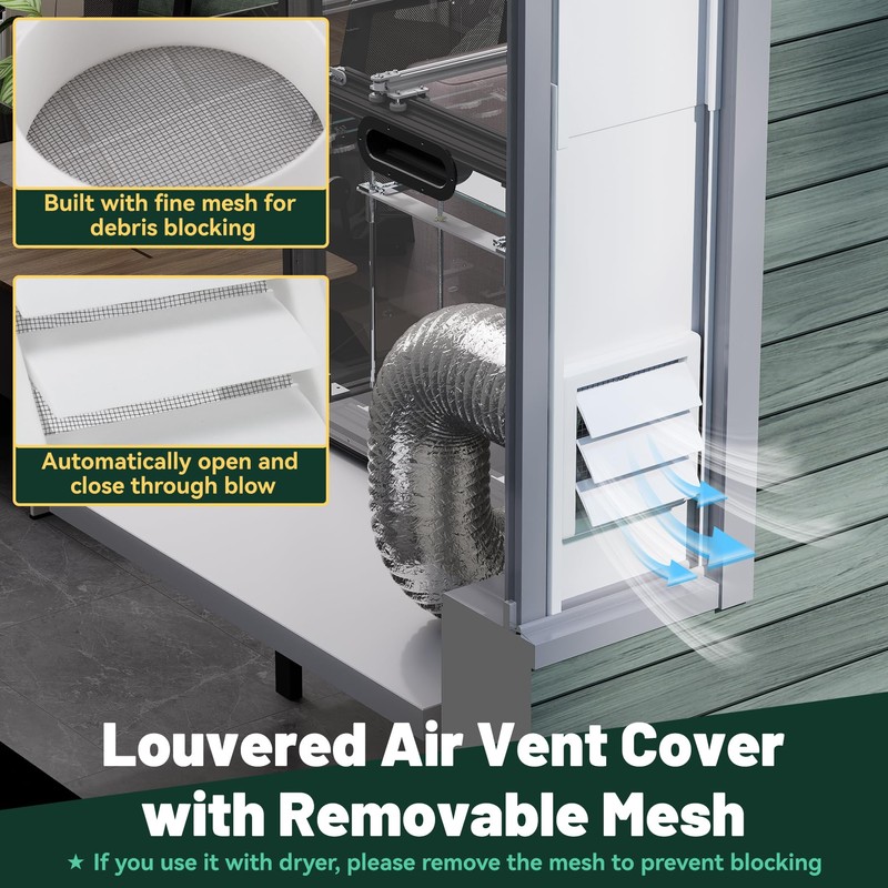 Flehomo Window Vent Kit for 3" and 4" Diameter Hose,