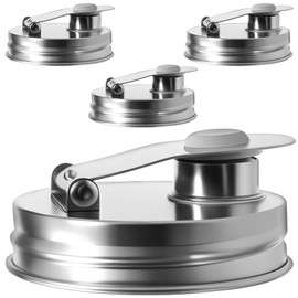 4Pcs Mason Can Lid, 304 Stainless Steel Regular Mouth Pour Flip Cap Lids for Mason Jars, Silicone Plug Nozzle Sealing Lid Dishwasher Safe for 2.76 Inch(silver,4)