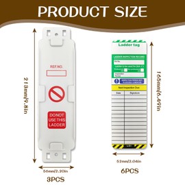 Ladder Tags, Weatherproof Access Inspection Record Kit with 3 Holders 6 Ladder Inspection Tag Inserts, Ladder Safety Tag for Indoor Outdoor Use Fits All Ladder Types Other Equipment Protect Ladder