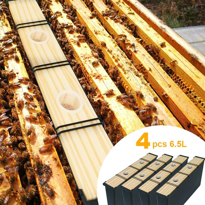 4 Pack 6.5L Bee Feeder, Bee Hive Feeder, Beehive Frame