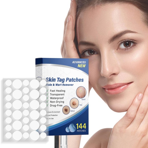 144PCS Skin Tag Remover Patches New & Improved Formula Skin Tag Removal Patches Remove Moles & Skin Tags Safe Painless & Fast Effective Wart Dark Spot Tags dries & Fall Away Clear