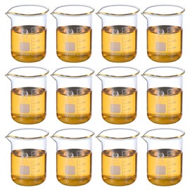 PATIKIL 100ml Low Foam Glass Beaker 12pcs 3.3 Borosilicate Glass Graduated Printed Scale Measuring Cups with Spout for Kitchen Lab Liquids