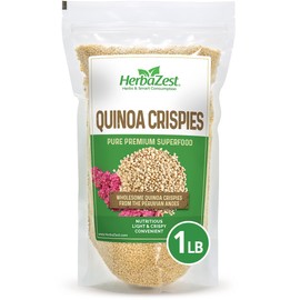 HerbaZest Quinoa Crispies - 1 LB - Vegan & Gluten Free Superfood - Light, Crunchy & Protein-Rich - Perfect for Yogurt, Cereal, Granola, Fruit Salads, Desserts, and More!
