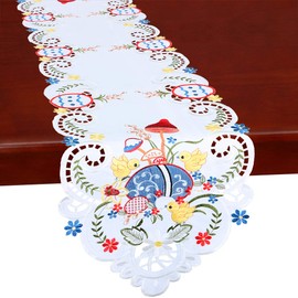 Simhomsen Embroidered Chicks Table Runners for Easter Holiday or Spring Season Decorations, Dresser Scarf (14 x 69 inches)