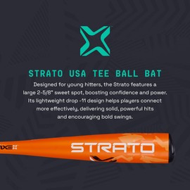 Axe | Strato | USA Tee Ball Baseball Bat | Drop -11 | 1-Piece Alloy | 2-5/8" Barrel | Orange/Navy (26")