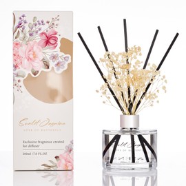 M&SENSE Sunlit Jasmine Reed Diffuser Set with 7 Sticks | Baby's Breath Flower - 7.0oz Jasmine Scent, Home Flame Free Fragrance Diffuser for Housewarming Diffuser Room Fresheners for Home Long Lasting