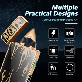 BABOBIU Encendedor Electrónico Encendedor Electrico Cortavientos sin Llama Recargable Encendedor Electrónico Cigarro con Arco Grande de Alta Potencia para Velas Incienso Fuegos Artificiales (Llama)