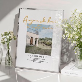 Axeman 11x14 Picture Frame-Metal Rounded Corner Frame 11x14, 11''x14''Photo Frame with Tempered Glass,Tabletop and Wall Display, One-Piece 11 By 14 Metal Picture Frame for images, Silver