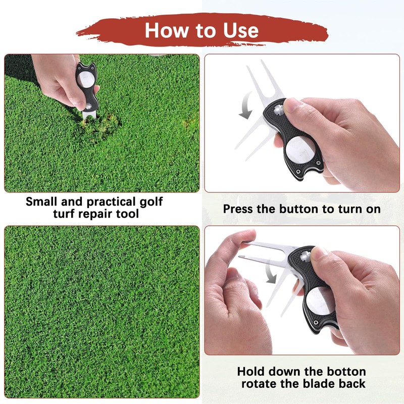TIXIPEM Golf Divot Repair Tool [4PCS] - Switch Foldable Divot