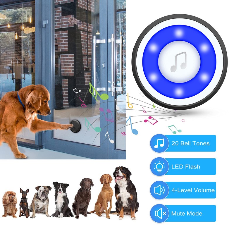 Wireless Dog Doorbell, Dog Bells for Potty Training IP65 Waterproof