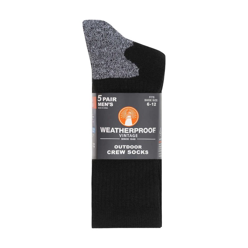 Weatherproof Vintage Men's Outdoor Wool Blend Crew Socks, 6-12 Shoe