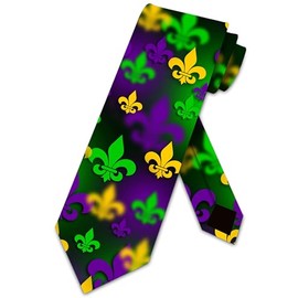 Three Rooker Mardi Gras Ties Mens Fleur De Lis Necktie Party Tie New Orleans Ties