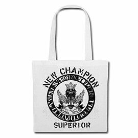 'Shoulder bag "New Champion SUPERIOR Skull Gothic Outdoor Bike Club Mc Motorcycle Chopper Custom Motorbike, Meet Club Meet Shopping Bag School Bag Gym Bag in White