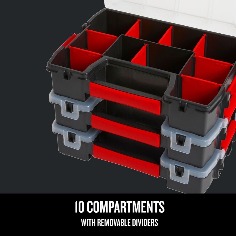 CRAFTSMAN Storage Organizer, Small Parts Organizer, 3-Packs with 10-Compartments, Lid