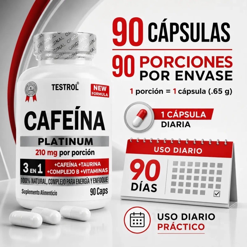 Cafeína 210 Testrol Platinum Cápsulas