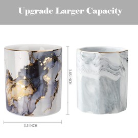 WAVEYU Marble Pencil Holder, Durable Ceramic Desk Organizer Office Supplies,Desktop Stationary Organizer,Multi-Functional Pencil Storage for Desktop Accessories,Office,Classroom,Home,Gray Gold