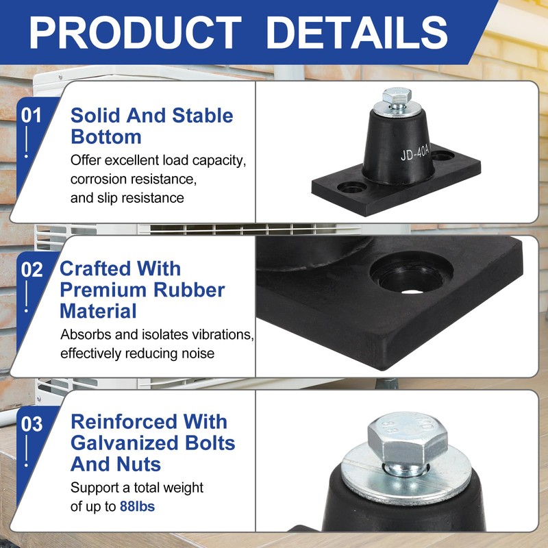PATIKIL Rubber Vibration Isolator Mounting Bracket 40kg / 88lb Load