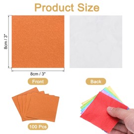 MECCANIXITY 100 Pcs Foil Candy Wrappers, 3" x 3" Orange Chocolate Foil Wrappers Orange Texture Square Aluminum Foil Wrapping Paper Sheet for DIY Candies Party Favors Decorations