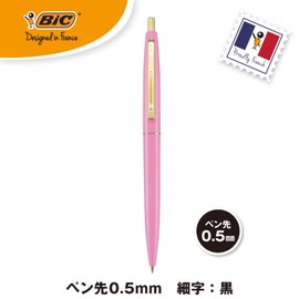 Bic Japan Bic CFCGBPK05BLKJ Ballpoint Pen, Click Gold, 0.5, Oil-based, Black, Smooth, Baby Pink Axis, 12 Pieces