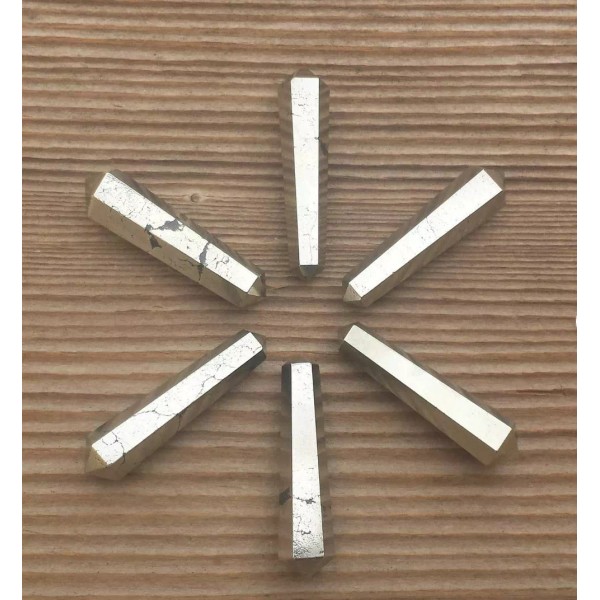 PYRITE DOUBLE TERMINATED GEMSTONE CRYSTAL PENCIL POINT (ONE)