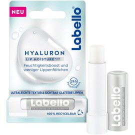 Labello Lippenpflegestift mit Hyaluronsäure für 24h Feuchtigkeit, Lippenbalsam mit ultraleichter Textur, Lippenpflege für weiche Lippen, Hyaluron Lip Moisture Plus (5,2 ml)