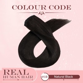 UK-Fashion-Shop Human Hair Extensions Clips in Real Hair Extension 8pcs 18 clips Long Straight Natural 8inch(45g)#1B Natural Black