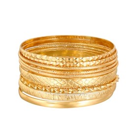 JJJDreams 20 Pieces Engraved Alloy Bangles for Women, Bracelet Set, Plated Stacking Bangles, Stainless Steel