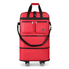 New York XPress 30''Rolling Duffle Bag with Wheels-Expandable Duffle Bag for Travel-Waterproof Suitcase-Weekend Bags#Red