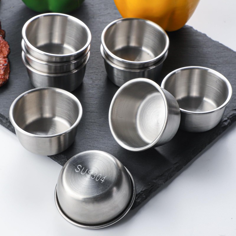 Leegg Dipping Bowls 8 Pieces Stainless Steel Snack Bowls Round