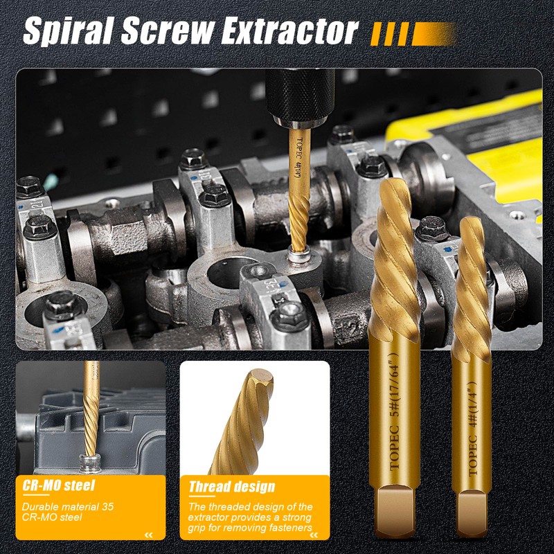 TOPEC Small Screw Extractor Set, 13 PCS Stripped Screw Removal