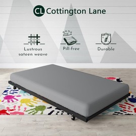 Cot Fitted Sheet 33 x 75-100% Egyptian Cotton - 1 PC Cot Size Bottom Sheet Only(Light Grey)