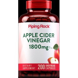 Piping Rock Apple Cider Vinegar Capsules 1800 mg | 200 Pills | Non-GMO | By Piping Rock