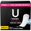 U by Kotex Balance Wrapped Panty Liners, Regular Length, 80