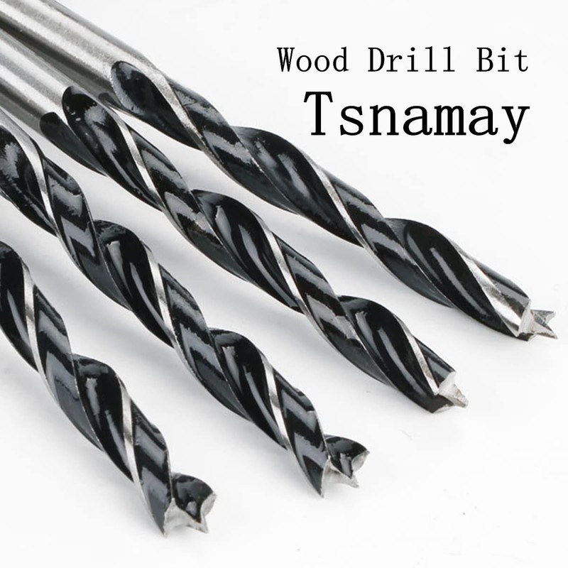 Tsnamay 5mm Wood Drill Bit 3 Point Woodworking Drill 5pcs