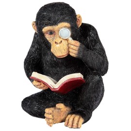 Reading Chimp Ornament Figurine Statue Home Decor Garden Wildlife Figurine Indoor Or Outdoor Patio Lawn Frostproof Weatherproof 17cm