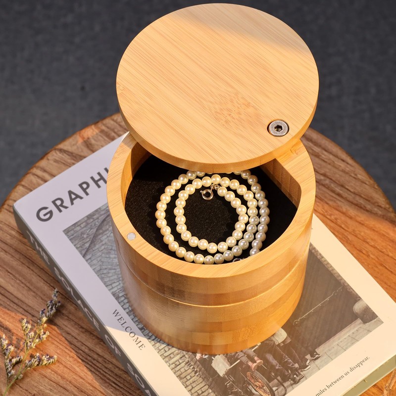 【FSC Certified Product】TAKEMI Bamboo Jewelry Storage Case 3-Tier with Lid,