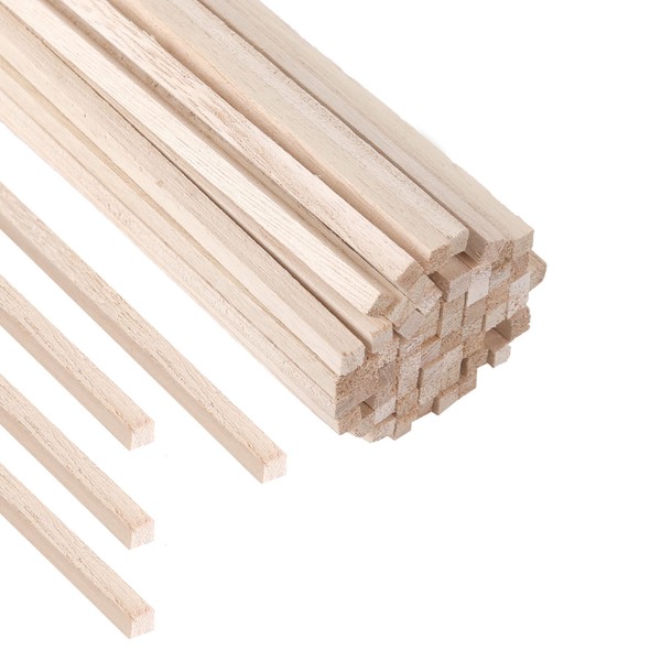 (60-Pack) 12” x 1/4” x 1/4” Square Wood Dowel Rods