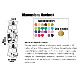 Mid-Century Modern Geometric Wall Decals | Custom Colors | 80” H x 22” W | Peel and Stick