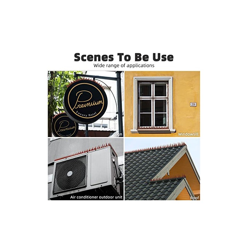 Bird Spike Strips for Outdoor Surfaces with Adhesive Strips (8,