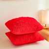 ERLOXO Faux Fur Red Throw Pillow Cases Ultra Soft Fuzzy