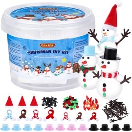 Fovths 12 Pack Christmas Snowman DIY Kit Build Snowman Modeling Clay Toys Snowman Craft Decorating Kit Xmas Air Dry Clay Toy for Christmas Winter Decorations