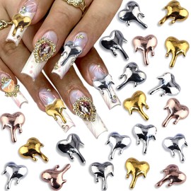 20pcs Punk Heart Nail Charms 3D Droplets Lava Heart Shape Nail Art Charms Irregular Alloy Heart Nail Charm Metal Nail Jewelry Nail Accessories Molten Hearts Charms for Nails DIY Nail Supplies
